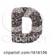 Poster, Art Print Of Gravel Letter D - Capital 3d Crushed Rock Font - Nature Environ On A White Background