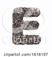 Gravel Letter E - Capital 3d Crushed Rock Font - Nature Environ On A White Background