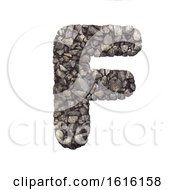 Gravel Letter F - Upper-Case 3d Crushed Rock Font - Nature Envi On A White Background