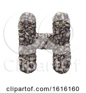 Gravel Letter H - Upper-Case 3d Crushed Rock Font - Nature Envi On A White Background
