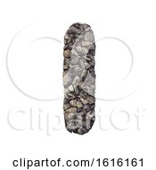 Gravel Letter I - Uppercase 3d Crushed Rock Font - Nature Envir On A White Background