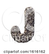Gravel Letter J - Uppercase 3d Crushed Rock Font - Nature Envir On A White Background