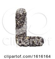Gravel Letter L - Capital 3d Crushed Rock Font - Nature Environ On A White Background