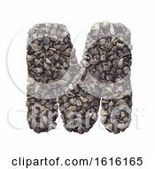 Gravel Letter M - Capital 3d Crushed Rock Font - Nature Environ On A White Background