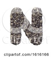 Gravel Letter N - Capital 3d Crushed Rock Font - Nature Environ On A White Background