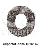 Gravel Letter O - Upper-Case 3d Crushed Rock Font - Nature Envi On A White Background