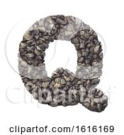 Gravel Letter Q - Upper-Case 3d Crushed Rock Font - Nature Envi On A White Background