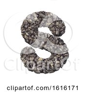 Gravel Letter S - Uppercase 3d Crushed Rock Font - Nature Envir On A White Background