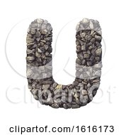 Gravel Letter U - Capital 3d Crushed Rock Font - Nature Environ On A White Background