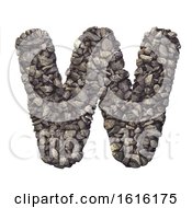 Gravel Letter W - Capital 3d Crushed Rock Font - Nature Environ On A White Background