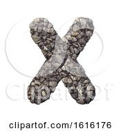 Gravel Letter X - Upper-Case 3d Crushed Rock Font - Nature Envi On A White Background