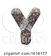 Gravel Letter Y - Upper-Case 3d Crushed Rock Font - Nature Envi On A White Background