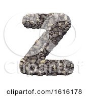 Gravel Letter Z - Upper-Case 3d Crushed Rock Font - Nature Envi On A White Background