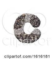 Gravel Letter C - Small 3d Crushed Rock Font - Nature Environme On A White Background