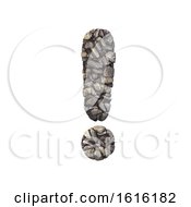 Gravel Exclamation Point - 3d Crushed Rock Symbol - Nature Envi On A White Background