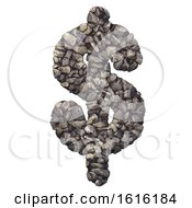 Gravel Currency Sign Dollar - 3d Crushed Rock Symbol - Nature Environment Building Materials Or Real Estate Concept On A White Background