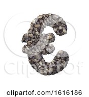 Gravel Currency Euro - 3d Crushed Rock Symbol - Nature Environment Building Materials Or Real Estate Concept On A White Background