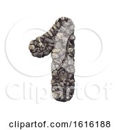 Poster, Art Print Of Gravel Number 1 - 3d Crushed Rock Digit - Nature Environment On A White Background