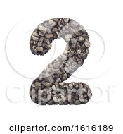 Poster, Art Print Of Gravel Number 2 - 3d Crushed Rock Digit - Nature Environment On A White Background