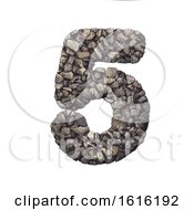 Gravel Number 5 - 3d Crushed Rock Digit - Nature Environment On A White Background
