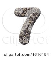 Poster, Art Print Of Gravel Number 7 - 3d Crushed Rock Digit - Nature Environment On A White Background