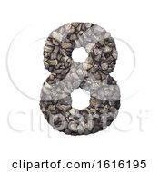 Poster, Art Print Of Gravel Number 8 - 3d Crushed Rock Digit - Nature Environment On A White Background