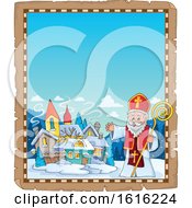 Poster, Art Print Of Border With A Waving Saint Nicholas