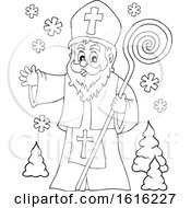 Poster, Art Print Of Lineart Waving Saint Nicholas