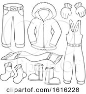 Poster, Art Print Of Lineart Winter Clothes And Accessories