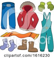 Clipart Of Winter Clothes And Accessories Royalty Free Vector Illustration