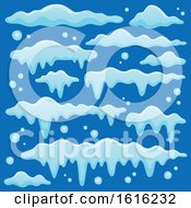 Poster, Art Print Of Snow Design Elements On Blue