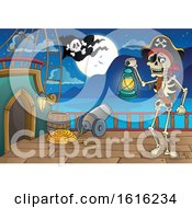 Poster, Art Print Of Pirate Skeleton On A Ship Deck