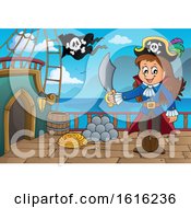 Poster, Art Print Of Pirate Girl Captain On A Ship Deck