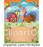Poster, Art Print Of Scroll With A Turkey Running In A Barnyard