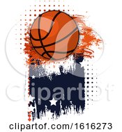 Clipart Of A Grungy Basketball Design Royalty Free Vector Illustration