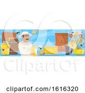 Clipart Of A Beekeeper Banner Royalty Free Vector Illustration