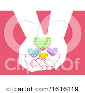 Poster, Art Print Of Hands Hearts Give Illustration