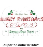 Clipart Of A Merry Christmas And Happy New Year Greeting Royalty Free Vector Illustration
