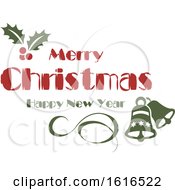 Clipart Of A Merry Christmas And Happy New Year Greeting Royalty Free Vector Illustration by dero