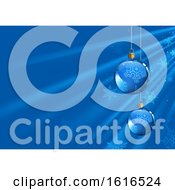 Clipart Of A Blue Christmas Background With Baubles And Snowflakes Royalty Free Vector Illustration