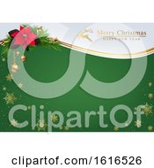 Clipart Of A Merry Christmas Happy New Year Greeting Background Royalty Free Vector Illustration