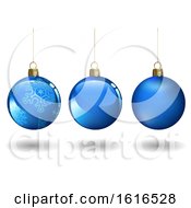 Poster, Art Print Of 3d Blue Suspended Christmas Baubles