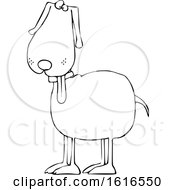 Clipart Of A Cartoon Lineart Dog With His Tongue Hanging Out Royalty Free Vector Illustration