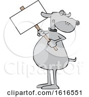 Poster, Art Print Of Cartoon Dog Holding A Blank Sign