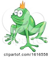 Green Frog Prince Wearing A Crown