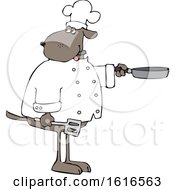 Poster, Art Print Of Cartoon Dog Chef Holding A Spatula And Frying Pan