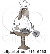 Poster, Art Print Of Cartoon Dog Chef Holding A Pot And Frying Pan
