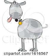 Cartoon Goofy Gray Dog With His Tongue Hanging Out