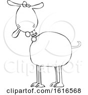 Clipart Of A Cartoon Lineart Goof Dog With His Tongue Hanging Out Royalty Free Vector Illustration
