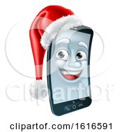 Poster, Art Print Of 3d Smart Cell Phone Character Wearing A Santa Hat